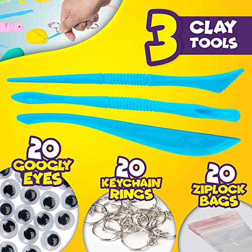 Creative Kids Air Dry Clay Modeling Crafts Kit For Children - Super Light Nontoxic - 30 Vibrant Colors & 3 Clay Tools - STEM Educational DIY Molding Set - Easy Instructions – Gift For Boys & Girls 3 +