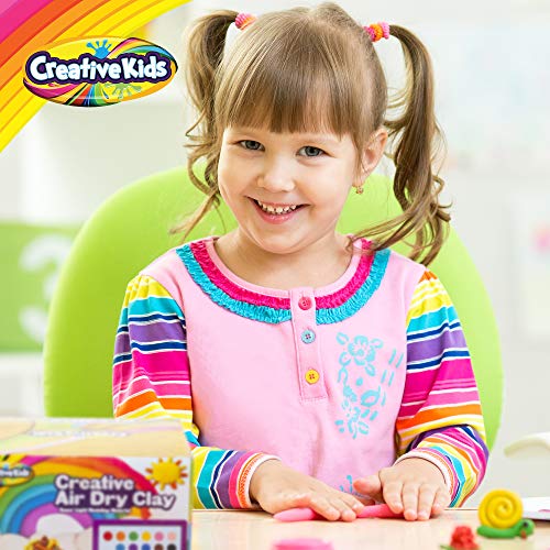 Creative Kids Air Dry Clay Modeling Crafts Kit For Children - Super Light Nontoxic - 30 Vibrant Colors & 3 Clay Tools - STEM Educational DIY Molding Set - Easy Instructions – Gift For Boys & Girls 3 +