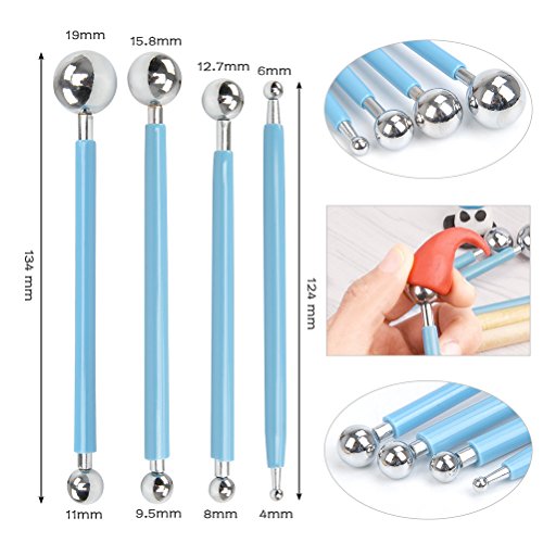 NA 20 PCS Polymer Clay Tools, Polymer Modeling Clay Sculpting Tools Set, Ball Stylus Dotting Tools Reusable Clay Pottery Tools with Storage Bag for Pottery Clay Modeling Embossing Nail Art DIY