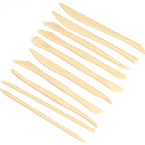 10 Wooden Clay Sculpting Tools, Ceramic Polymer Clay Modelling Set Double-Ended Pottery Sculpture Tools for Art Crafts DIY Carving Shaping Sculpting Embossing Smoothing