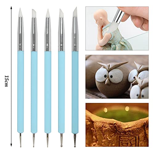 NA 20 PCS Polymer Clay Tools, Polymer Modeling Clay Sculpting Tools Set, Ball Stylus Dotting Tools Reusable Clay Pottery Tools with Storage Bag for Pottery Clay Modeling Embossing Nail Art DIY