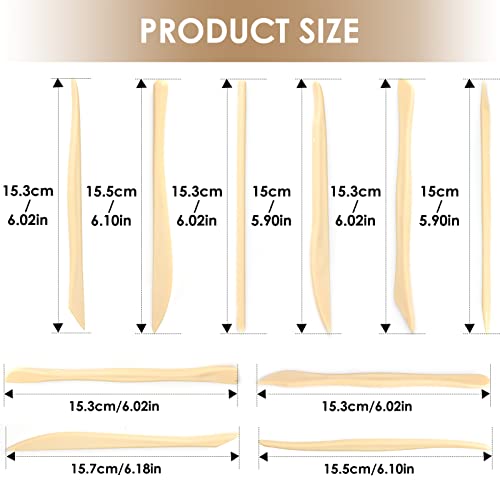 10 Wooden Clay Sculpting Tools, Ceramic Polymer Clay Modelling Set Double-Ended Pottery Sculpture Tools for Art Crafts DIY Carving Shaping Sculpting Embossing Smoothing