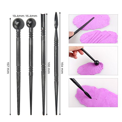 NA 20 PCS Polymer Clay Tools, Polymer Modeling Clay Sculpting Tools Set, Ball Stylus Dotting Tools Reusable Clay Pottery Tools with Storage Bag for Pottery Clay Modeling Embossing Nail Art DIY