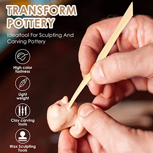 10 Wooden Clay Sculpting Tools, Ceramic Polymer Clay Modelling Set Double-Ended Pottery Sculpture Tools for Art Crafts DIY Carving Shaping Sculpting Embossing Smoothing