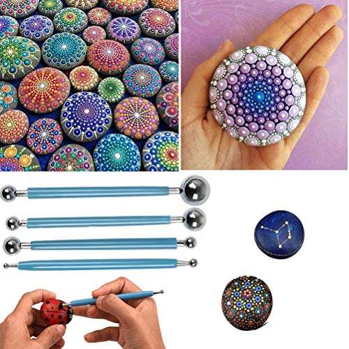 NA 20 PCS Polymer Clay Tools, Polymer Modeling Clay Sculpting Tools Set, Ball Stylus Dotting Tools Reusable Clay Pottery Tools with Storage Bag for Pottery Clay Modeling Embossing Nail Art DIY