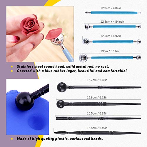 Swpeet 30Pcs Silicone Clay Sculpting Tool, Modeling Dotting Tool & Pottery Craft Ball Stylus Tool,Dotting Pottery Toolsfor Pottery Modeling, Smoothing Clay, Ceramics