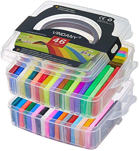 Vindany 46 Colors Polymer Clay Modeling Clay Nontoxic Soft DIY Clay Bake Clay Kit with Tools and Box for Kids