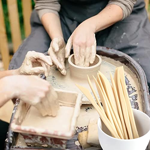 10 Wooden Clay Sculpting Tools, Ceramic Polymer Clay Modelling Set Double-Ended Pottery Sculpture Tools for Art Crafts DIY Carving Shaping Sculpting Embossing Smoothing