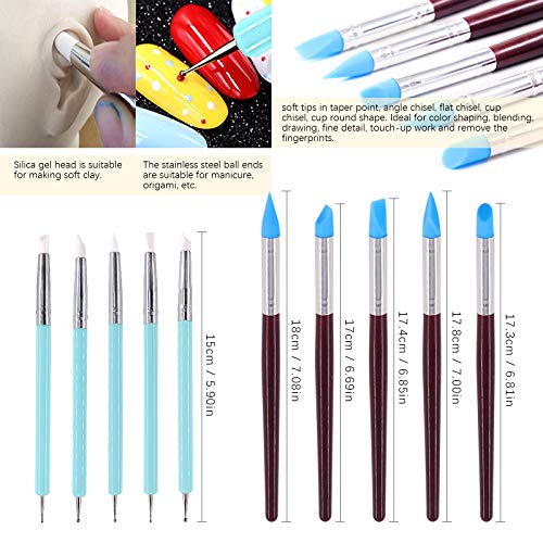 Swpeet 30Pcs Silicone Clay Sculpting Tool, Modeling Dotting Tool & Pottery Craft Ball Stylus Tool,Dotting Pottery Toolsfor Pottery Modeling, Smoothing Clay, Ceramics