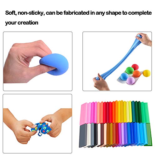 Vindany 46 Colors Polymer Clay Modeling Clay Nontoxic Soft DIY Clay Bake Clay Kit with Tools and Box for Kids