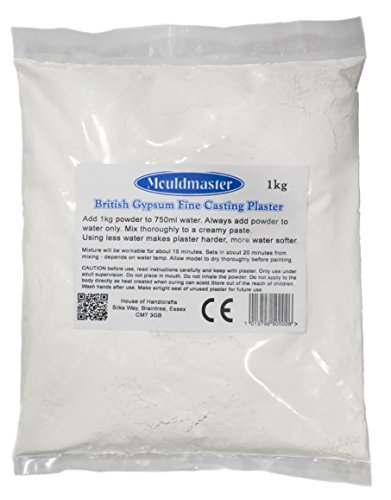 Mould Master British Gypsum Fine Casting Plaster 1Kg, White, 20 x 15 x 1 cm