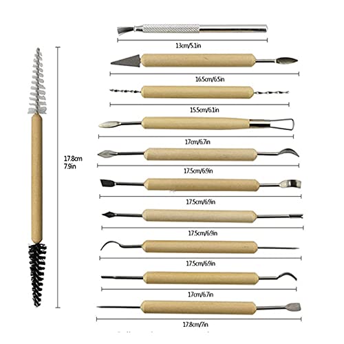 BDHI 11pcs Clay Sculpting Tools Polymer Clay Tools for Adults Wooden Pottery Carving Tool Pottery Sculpting Tools for Shapers and Modeling Embossing Art DIY Pottery Tools for Adults(Y39-11)