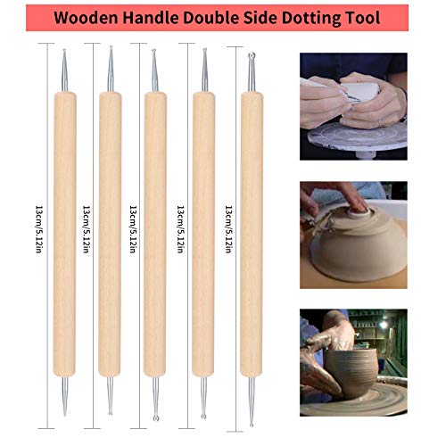 25 Pcs Clay Sculpting Tools, Polymer Clay Set, Ball Stylus Dotting Tools, Modeling Clay Tools Set, Ceramic Tools, Pottery Carving Tools with a Storage Bag, for Engraving, Embossing, Shaping,DIY