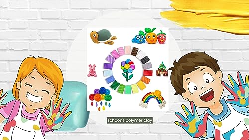 SCHOONE Polymer Clay Set - 42 Colors Modeling Clay Soft and Nontoxic DIY Oven Bake Clay Kit with Modeling Tools and Storage Box, Birthday for Kids (Multicolor)