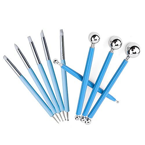 DY.2ten Clay Sculpting Tool Set, 9Pcs of 18 Kinds Double-end Art Dotting Tool Modeling Ball Tools Silicone Carving Pen Brushs Professional Nail Pen for Pottery Ceramic Shaping Painting DIY