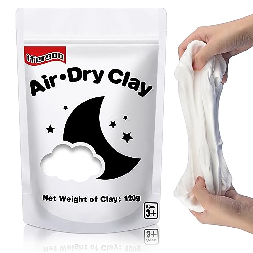 iFergoo Air Dry Clay, Ultra Light Modeling Clay, Magic Clay DIY Creative Modeling Dough, Kids Gifts for Girls Boys (White Clay)