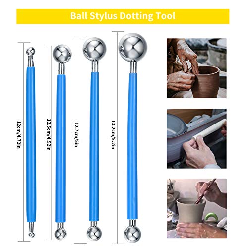 25 Pcs Clay Sculpting Tools, Polymer Clay Set, Ball Stylus Dotting Tools, Modeling Clay Tools Set, Ceramic Tools, Pottery Carving Tools with a Storage Bag, for Engraving, Embossing, Shaping,DIY