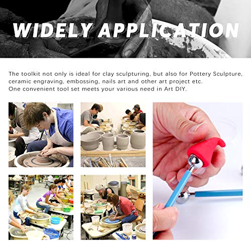 Swpeet 30Pcs Silicone Clay Sculpting Tool, Modeling Dotting Tool & Pottery Craft Ball Stylus Tool,Dotting Pottery Toolsfor Pottery Modeling, Smoothing Clay, Ceramics