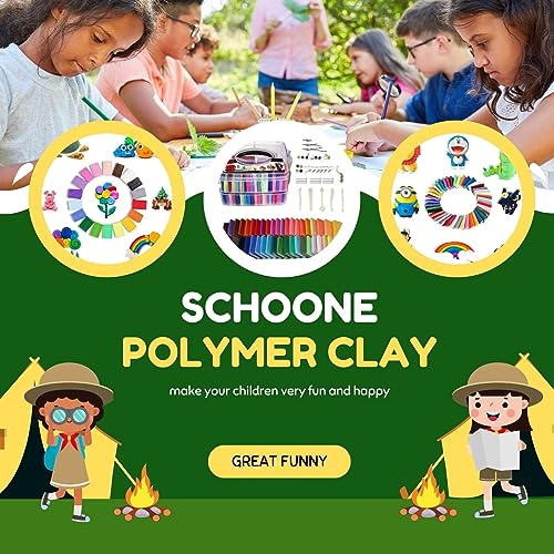 SCHOONE Polymer Clay Set - 42 Colors Modeling Clay Soft and Nontoxic DIY Oven Bake Clay Kit with Modeling Tools and Storage Box, Birthday for Kids (Multicolor)