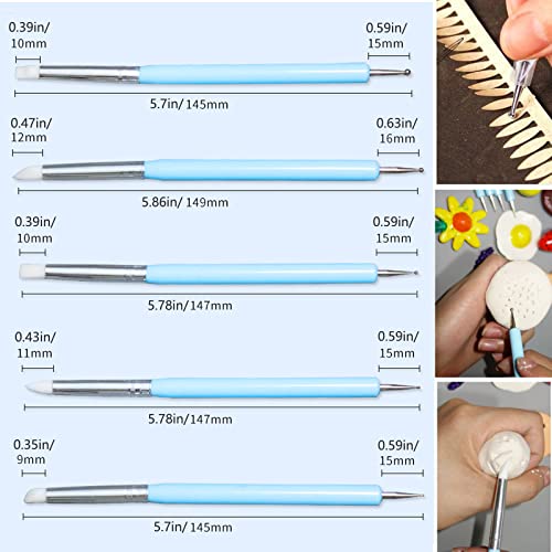 DY.2ten Clay Sculpting Tool Set, 9Pcs of 18 Kinds Double-end Art Dotting Tool Modeling Ball Tools Silicone Carving Pen Brushs Professional Nail Pen for Pottery Ceramic Shaping Painting DIY