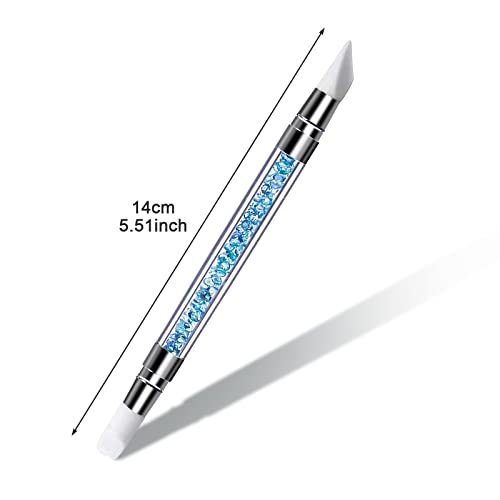 Qufiiry 5Pcs Silicone Nail Art Brush, Dual Head Manicure Carving Pen, Nail Art DIY Decoration Tool Nail Polish Brush Dotting Salon Tool Set