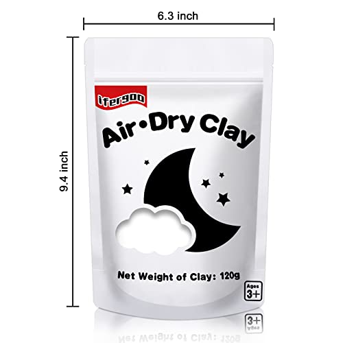 iFergoo Air Dry Clay, Ultra Light Modeling Clay, Magic Clay DIY Creative Modeling Dough, Kids Gifts for Girls Boys (White Clay)