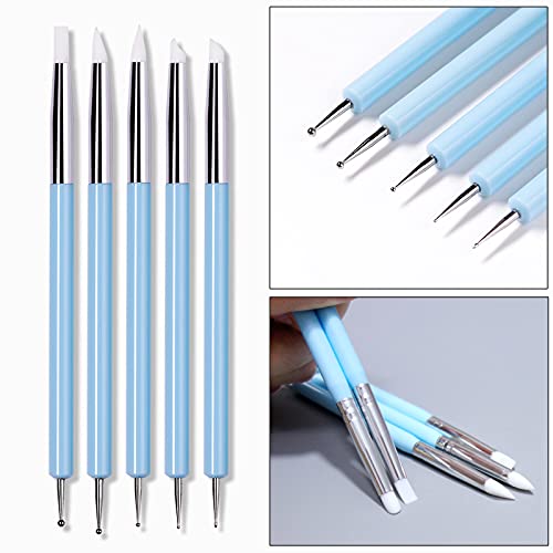 DY.2ten Clay Sculpting Tool Set, 9Pcs of 18 Kinds Double-end Art Dotting Tool Modeling Ball Tools Silicone Carving Pen Brushs Professional Nail Pen for Pottery Ceramic Shaping Painting DIY