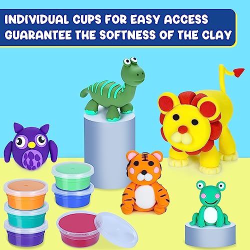 Air Dry Clay 24 Colors Modeling Clay for Kids with 6 Clay Tools & 80 Pages Details Project Booklet Soft & Ultra Light Air Dry Clay Kits Best Gift for Kids Boys Girls 3+ Years Old (24)