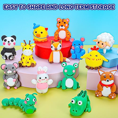 Air Dry Clay 24 Colors Modeling Clay for Kids with 6 Clay Tools & 80 Pages Details Project Booklet Soft & Ultra Light Air Dry Clay Kits Best Gift for Kids Boys Girls 3+ Years Old (24)