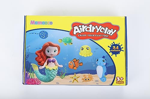 Air Dry Clay 24 Colors Modeling Clay for Kids with 6 Clay Tools & 80 Pages Details Project Booklet Soft & Ultra Light Air Dry Clay Kits Best Gift for Kids Boys Girls 3+ Years Old (24)