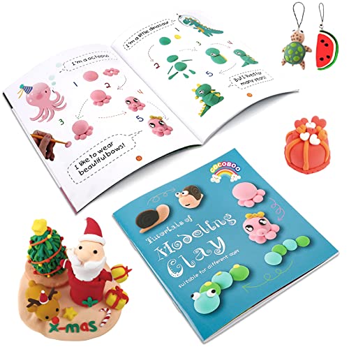 COCOBOO Air Dry Clay Kit, 50 Colors Ultra Light Modeling Clay for Kids No-Toxic Magic Clay Dough with Book, Accessories And Tools, Air Drying Clay for Girls And Boys…