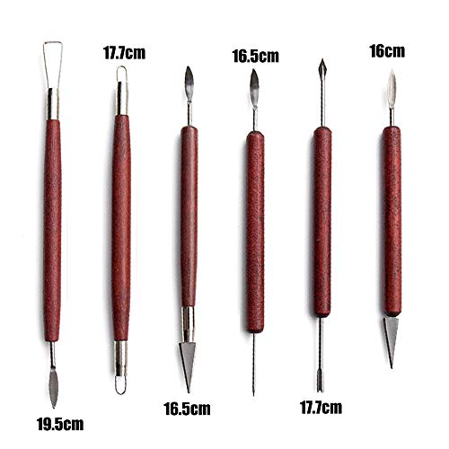 AOTISBAO 6 Pcs Clay Sculpting Modelling Tools Wax Carvers Tools Double-Ended Stainless Steel Wax Clay Sculpting Carving DIY Tools for Professional Art Crafts Clay Pottery Sculpture