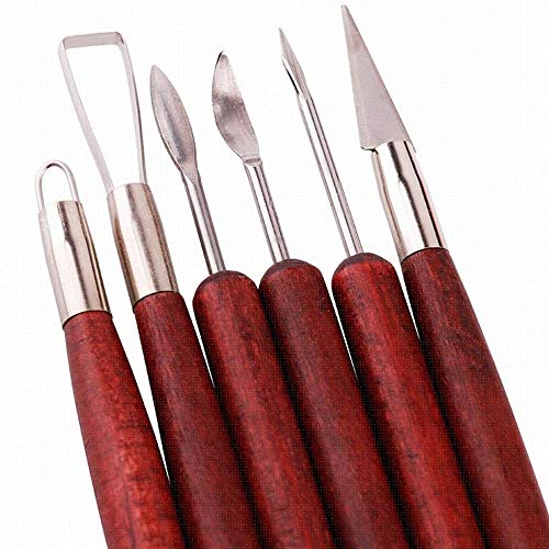 AOTISBAO 6 Pcs Clay Sculpting Modelling Tools Wax Carvers Tools Double-Ended Stainless Steel Wax Clay Sculpting Carving DIY Tools for Professional Art Crafts Clay Pottery Sculpture