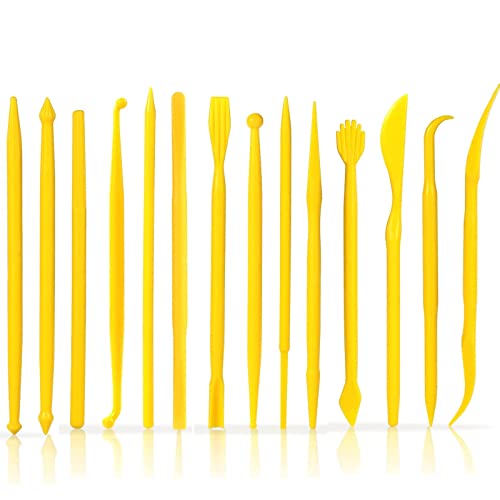 Clay Tools Polymer Clay Tools, 14 Pcs Clay Modelling Tools, Double-Ended Polymer Clay Tool Set Modeling Clay Sculpting Tools, Air Dry Clay Tools Modelling Tools for Art Carving, Embossing, Shaping