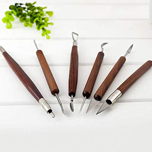 AOTISBAO 6 Pcs Clay Sculpting Modelling Tools Wax Carvers Tools Double-Ended Stainless Steel Wax Clay Sculpting Carving DIY Tools for Professional Art Crafts Clay Pottery Sculpture