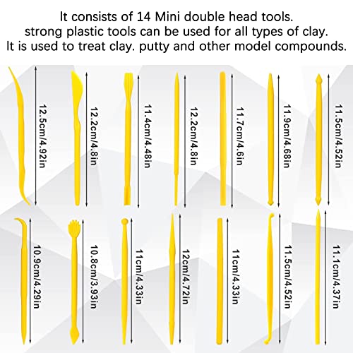 Clay Tools Polymer Clay Tools, 14 Pcs Clay Modelling Tools, Double-Ended Polymer Clay Tool Set Modeling Clay Sculpting Tools, Air Dry Clay Tools Modelling Tools for Art Carving, Embossing, Shaping
