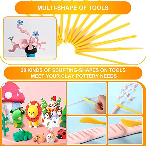 Clay Tools Polymer Clay Tools, 14 Pcs Clay Modelling Tools, Double-Ended Polymer Clay Tool Set Modeling Clay Sculpting Tools, Air Dry Clay Tools Modelling Tools for Art Carving, Embossing, Shaping