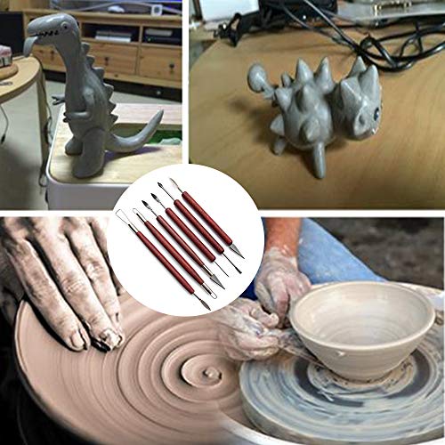 AOTISBAO 6 Pcs Clay Sculpting Modelling Tools Wax Carvers Tools Double-Ended Stainless Steel Wax Clay Sculpting Carving DIY Tools for Professional Art Crafts Clay Pottery Sculpture