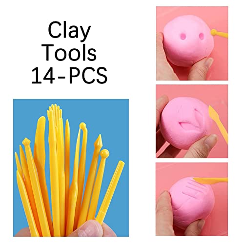 Clay Tools Polymer Clay Tools, 14 Pcs Clay Modelling Tools, Double-Ended Polymer Clay Tool Set Modeling Clay Sculpting Tools, Air Dry Clay Tools Modelling Tools for Art Carving, Embossing, Shaping