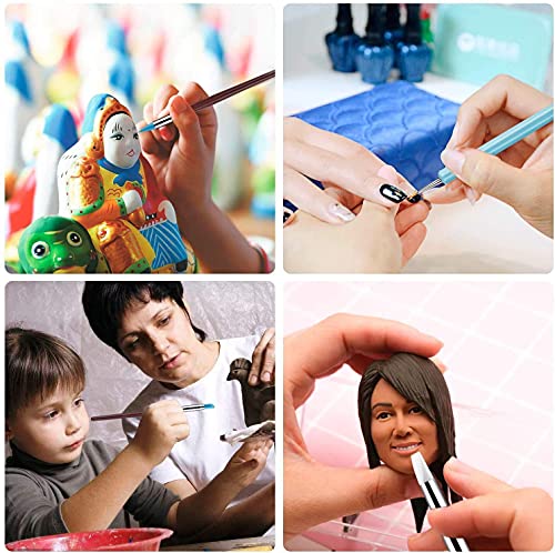 Polymer Clay Tool,14 PCS Clay Sculpting Tools 5 Wooden Dotting Tools+5 Rubber Clay Modelling Tools+4 Ball Stylus Tool for Pottery Sculpture Painting Carving Embossing Nail Art DIY Cake Decorating