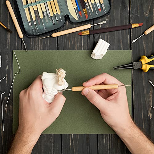 Clay Sculpting Tools,YZNlife Set of 30 Pottery Tools Clay Modelling Tools Kit Wood Clay Carving Tools Set with Storage Bag,Apron and Sleeves
