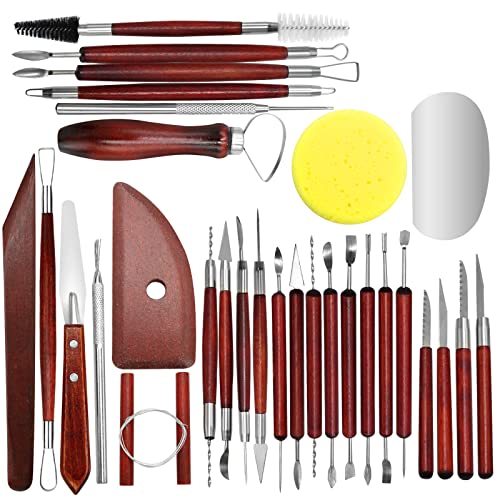 30pcs Ceramic Tools Clay Sculpting Set, Polymer Clay Tools Clay Sculpting Tools,Pottery Carving Tool for Engraving Modeling Embossing Shaping Art DIY