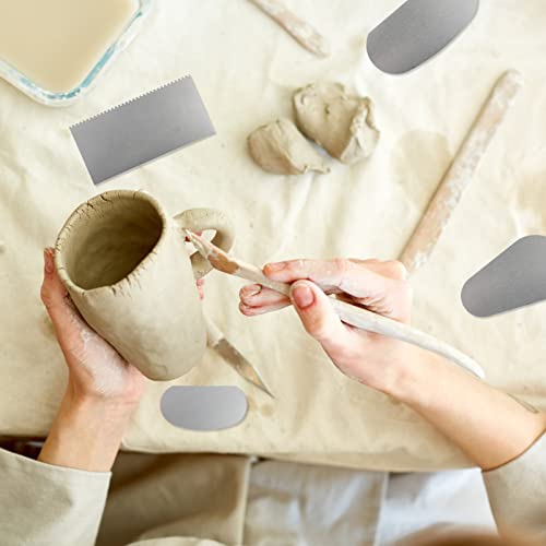 Pottery Clay Scraper Cutter, 10PCS Stainless Steel Scraping Clay Tools Sculpting, Muti-Type Ceramic Sculpture Tools for DIY Crafting Pottery Sculpting Modeling, Textured Art Dough Cake Pastry Scraper