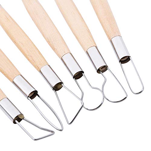 Gasea 6pcs Double Ended Wooden Ribbon Cutter Clay Sculpting Tools for Pottery, Ceramics Sculpture, Carving, Scraper Craft Modelling Tools