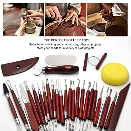 30pcs Ceramic Tools Clay Sculpting Set, Polymer Clay Tools Clay Sculpting Tools,Pottery Carving Tool for Engraving Modeling Embossing Shaping Art DIY