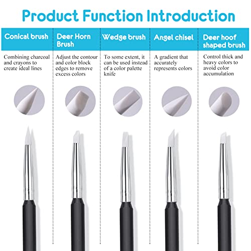 5 Clay Sculpting Tools, Pottery Kit Modelling Polymer Clay Dotting Tools Silicone Soft Rubber Tip Modelling Pen Paint Brush for Ceramic Pottery Sculpture Fondant Shaping Painting Nail Beauty (Black)