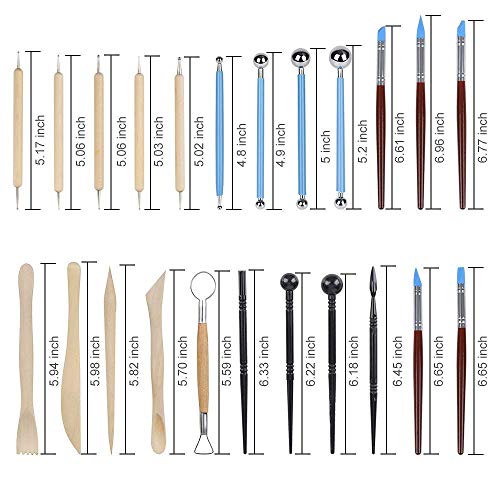 Aipaide Clay Sculpting Art Tools Kit 24 PCS Pottery Clay Sculpting Tools With a Storage Bag Ball Stylus Dotting Tools Ceramic Clay Tools Set For Engraving Embossing Shaping Ceramics Doll Carving