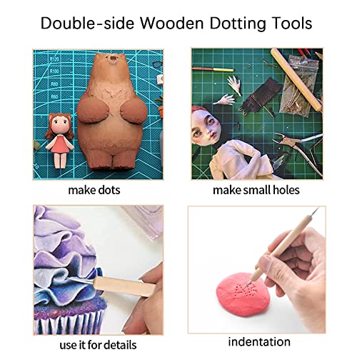 Clay Tools Clay Tools Set, 10PCS Clay Modelling Tools Kit, Wooden Clay Sculpting Tools Clay Modelling Tools Pottery Tools Kit for Adults Kids DIY Art Crafts Modeling Shaping Carving and Dotting