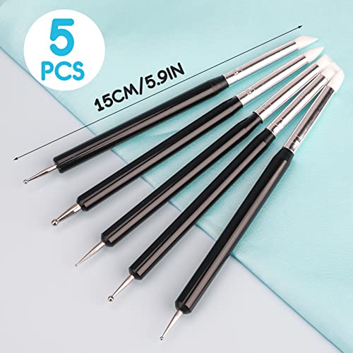 5 Clay Sculpting Tools, Pottery Kit Modelling Polymer Clay Dotting Tools Silicone Soft Rubber Tip Modelling Pen Paint Brush for Ceramic Pottery Sculpture Fondant Shaping Painting Nail Beauty (Black)