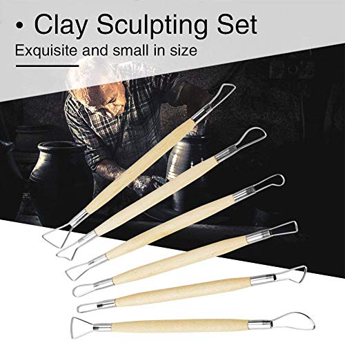 Gasea 6pcs Double Ended Wooden Ribbon Cutter Clay Sculpting Tools for Pottery, Ceramics Sculpture, Carving, Scraper Craft Modelling Tools